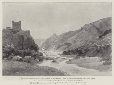 El levantamiento de la frontera india, ocupación del Khyber, vista en el extremo inferior de la garganta de Ali Musjid de Amedee Forestier